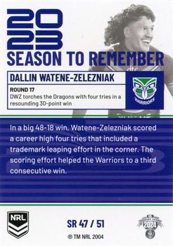 2024 NRL Traders Titanium - 2023 Season To Remember #SR47 Dallin Watene-Zelezniak Back
